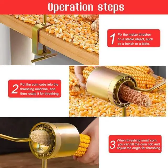 Alt view image 6 of 7 - Stainless Steel Corn Husker, Hand Crank Corn Cob Peeler and Thresher, Practical Corn Stripping Tool for Barbecue and Outdoor Cooking