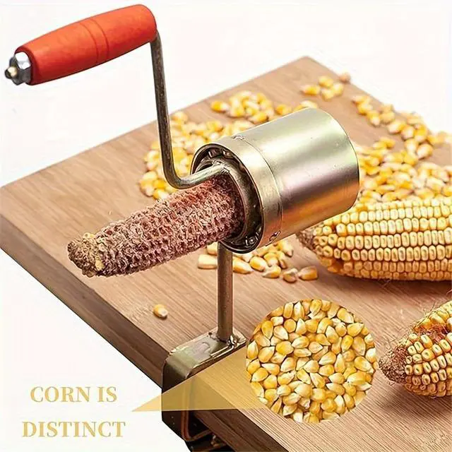Alt view image 7 of 7 - Stainless Steel Corn Husker, Hand Crank Corn Cob Peeler and Thresher, Practical Corn Stripping Tool for Barbecue and Outdoor Cooking