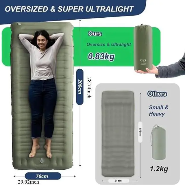 Alt view image 3 of 7 - Upgraded 5.51 Inch Self-Inflating Camping Pad with Built-in Pump, Ultra Light Inflatable Sleeping Mat, Compact Streamlined Camping Bed for Camping, Backpacking, Hiking, Ideal Gear for Solo Campers