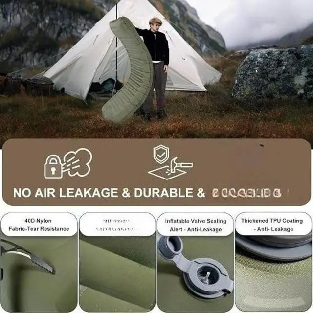 Alt view image 5 of 7 - Upgraded 5.51 Inch Self-Inflating Camping Pad with Built-in Pump, Ultra Light Inflatable Sleeping Mat, Compact Streamlined Camping Bed for Camping, Backpacking, Hiking, Ideal Gear for Solo Campers