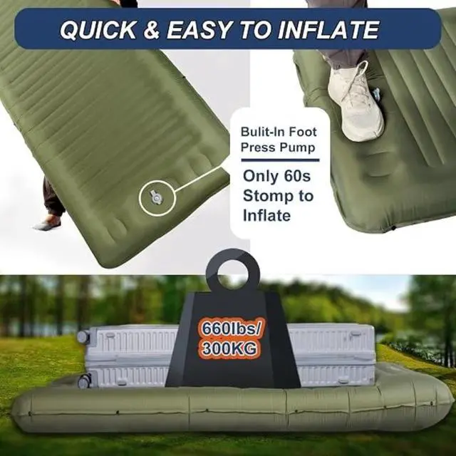 Alt view image 6 of 7 - Upgraded 5.51 Inch Self-Inflating Camping Pad with Built-in Pump, Ultra Light Inflatable Sleeping Mat, Compact Streamlined Camping Bed for Camping, Backpacking, Hiking, Ideal Gear for Solo Campers