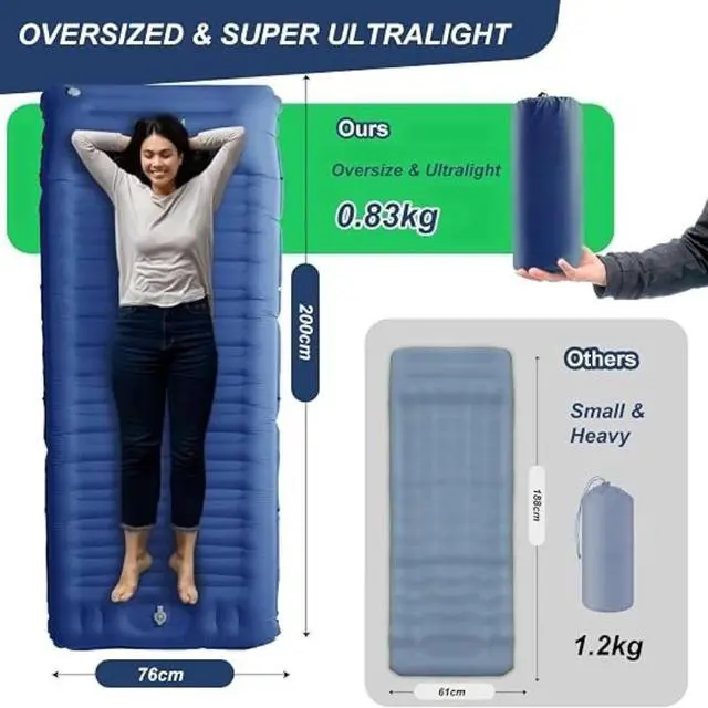 Alt view image 2 of 6 - Upgraded 5.51 Inch Self-Inflating Camping Pad with Built-in Pump, Ultra Light Inflatable Sleeping Mat, Compact Streamlined Camping Bed for Camping, Backpacking, Hiking, Ideal Gear for Solo Campers