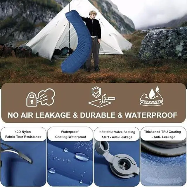 Alt view image 6 of 6 - Upgraded 5.51 Inch Self-Inflating Camping Pad with Built-in Pump, Ultra Light Inflatable Sleeping Mat, Compact Streamlined Camping Bed for Camping, Backpacking, Hiking, Ideal Gear for Solo Campers