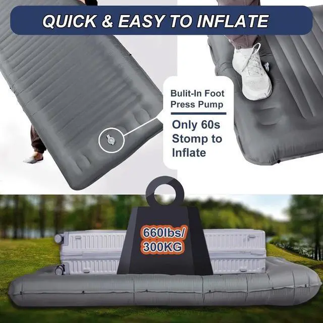 Alt view image 2 of 4 - Upgraded 5.51 Inch Self-Inflating Camping Pad with Built-in Pump, Ultra Light Inflatable Sleeping Mat, Compact Streamlined Camping Bed for Camping, Backpacking, Hiking, Ideal Gear for Solo Campers
