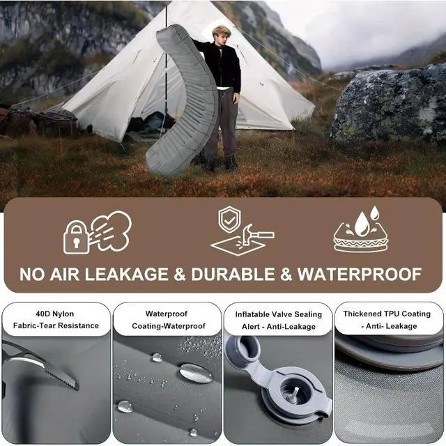 Alt view image 4 of 4 - Upgraded 5.51 Inch Self-Inflating Camping Pad with Built-in Pump, Ultra Light Inflatable Sleeping Mat, Compact Streamlined Camping Bed for Camping, Backpacking, Hiking, Ideal Gear for Solo Campers