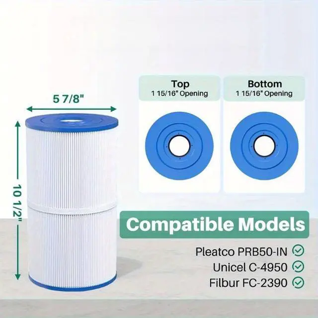 Alt view image 6 of 7 - Spa Filter Cartridge, Pleated Hot Tub Replacement Filter, Reusable Washable Spa Pool Filter for Swimming Pool & Hot Spring Bathtub