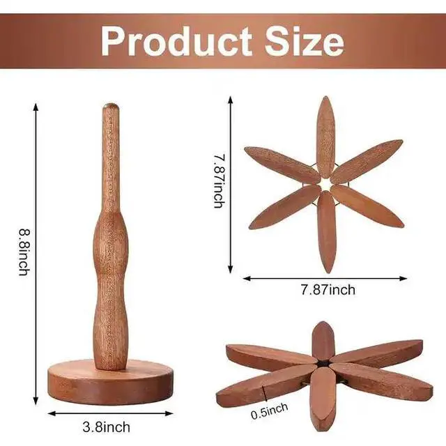 Alt view image 2 of 7 - TreeShaped Wooden Trivet Set, Decorative Wooden Hot Pot Coasters with Display Stand, Stackable Wood Heat Resistant Pads for Table Protection