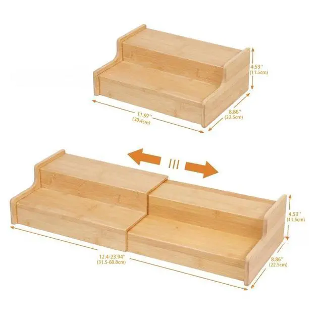 Alt view image 6 of 7 - Tabletop 2-Layer Wooden Mug Storage Rack, Wooden Coffee Cup Display Holder, Desktop Organizer for Kitchen Mugs