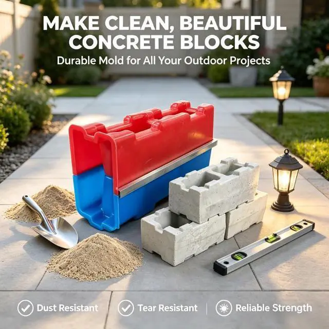 Alt view image 6 of 7 - Plastic Hollow Concrete Block Mold, Reusable Interlocking Brick Mould, DIY Concrete Hollow Brick Molding Tool for Garden Landscape Construction