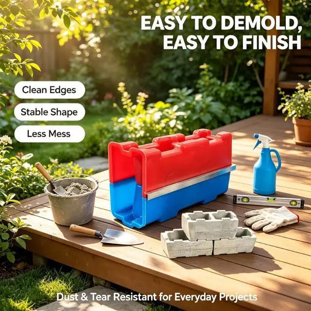 Alt view image 2 of 7 - Plastic Hollow Concrete Block Mold, Reusable Interlocking Brick Mould, DIY Concrete Hollow Brick Molding Tool for Garden Landscape Construction