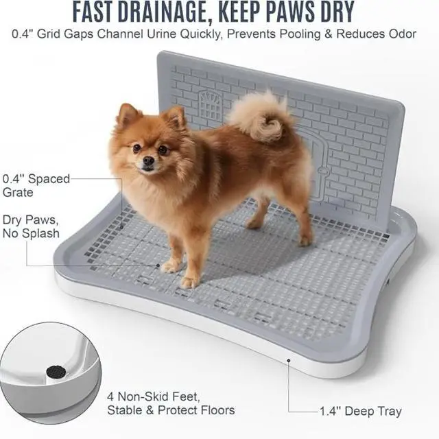 Alt view image 2 of 6 - 20.1×15.4 Inch Dog Pee Pad Holder with Splash Guard and Center Post, Leak-Proof Stable Training Tray, Easy Clean Plastic Indoor Potty Training Gear for Puppy & New Dog Owners