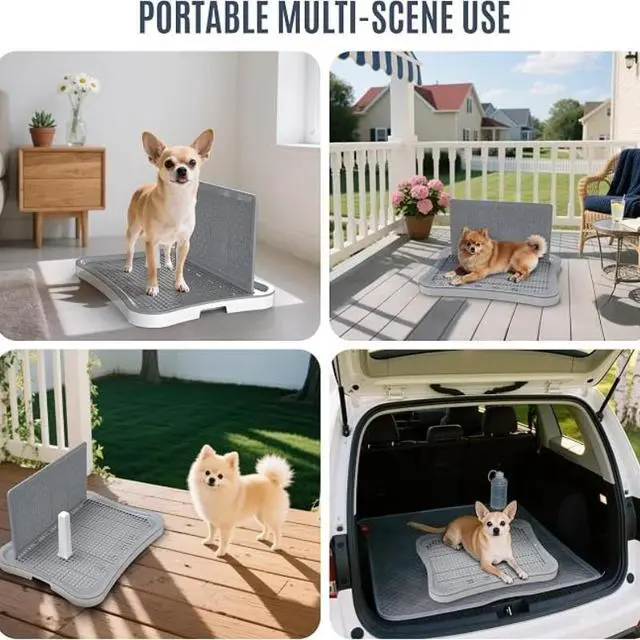 Alt view image 3 of 6 - 20.1×15.4 Inch Dog Pee Pad Holder with Splash Guard and Center Post, Leak-Proof Stable Training Tray, Easy Clean Plastic Indoor Potty Training Gear for Puppy & New Dog Owners