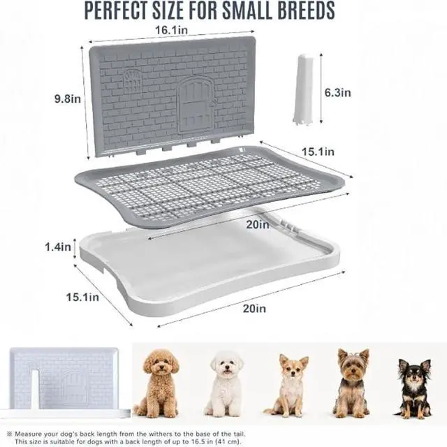Alt view image 4 of 6 - 20.1×15.4 Inch Dog Pee Pad Holder with Splash Guard and Center Post, Leak-Proof Stable Training Tray, Easy Clean Plastic Indoor Potty Training Gear for Puppy & New Dog Owners