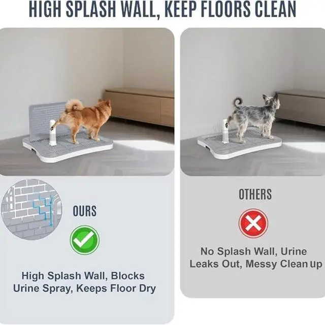 Alt view image 6 of 6 - 20.1×15.4 Inch Dog Pee Pad Holder with Splash Guard and Center Post, Leak-Proof Stable Training Tray, Easy Clean Plastic Indoor Potty Training Gear for Puppy & New Dog Owners