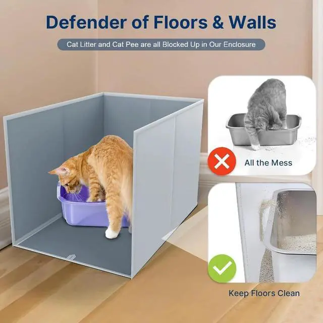 Alt view image 2 of 7 - Space-Saving Litter Box Fence with Storage Function, Anti-Dirt Cat Litter Box Cover, Safe & Easy-to-Clean Pet Sanitation Barrier, Mess Prevention Design for Indoor Cats & Pet Owners