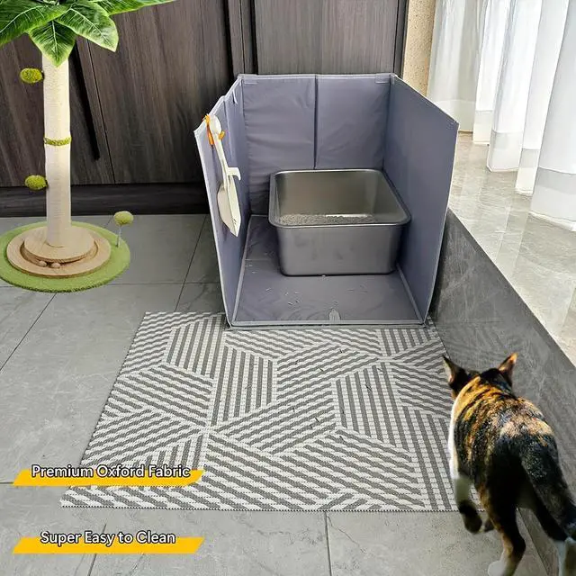 Alt view image 4 of 7 - Space-Saving Litter Box Fence with Storage Function, Anti-Dirt Cat Litter Box Cover, Safe & Easy-to-Clean Pet Sanitation Barrier, Mess Prevention Design for Indoor Cats & Pet Owners