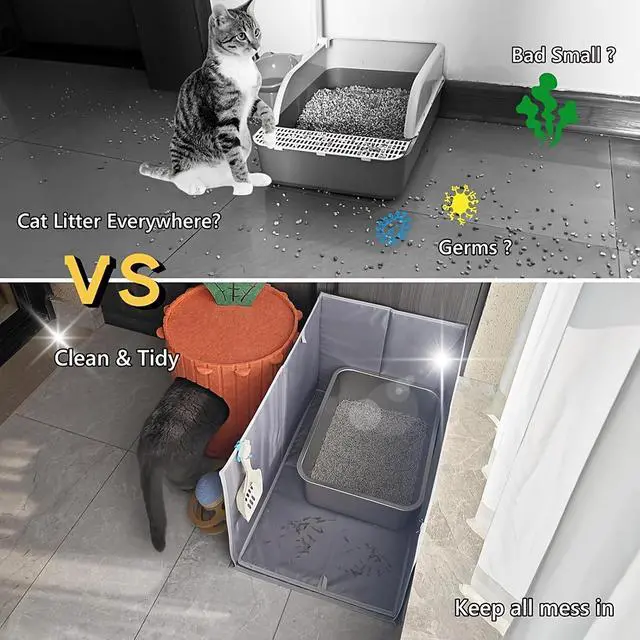 Alt view image 5 of 7 - Space-Saving Litter Box Fence with Storage Function, Anti-Dirt Cat Litter Box Cover, Safe & Easy-to-Clean Pet Sanitation Barrier, Mess Prevention Design for Indoor Cats & Pet Owners