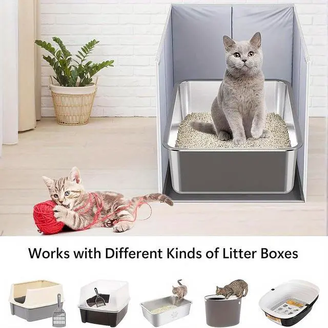 Alt view image 6 of 7 - Space-Saving Litter Box Fence with Storage Function, Anti-Dirt Cat Litter Box Cover, Safe & Easy-to-Clean Pet Sanitation Barrier, Mess Prevention Design for Indoor Cats & Pet Owners