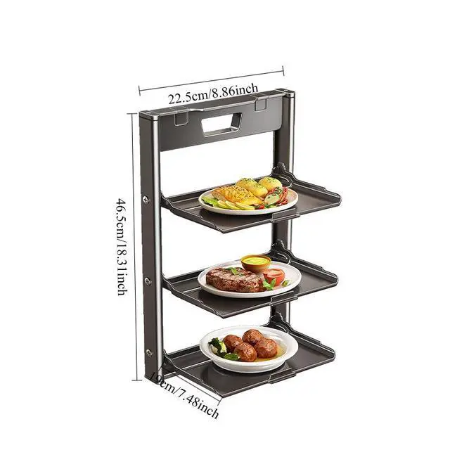 Alt view image 4 of 6 - No-Drill Space-Saving Table Side Food Tray Rack, Multifunctional Food Preparation Holder with Cutting Board Design, Household Storage for Kitchen Living Room, Christmas Halloween Party Decor Supply