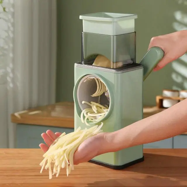 Alt view image 4 of 5 - Durable Plastic Manual Rotary Slicer with Blades, No Power Required Vegetable Cheese Grater, Multifunctional Slicer Shredder Chopper for Fast Food Prep, Compact & All-Season Available