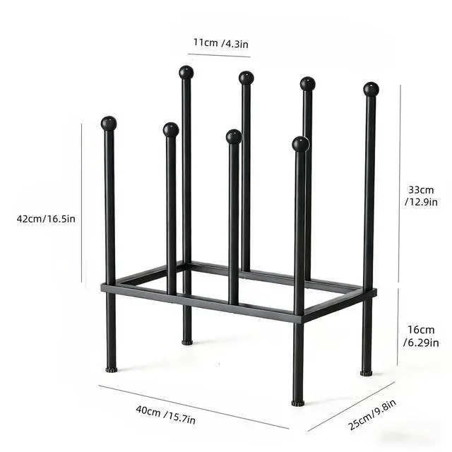 Alt view image 6 of 6 - Space-Saving Black Metal Tall Boot Organizer, Durable Modern Shoe Storage Rack, Ideal for Entryway, Wardrobe and Dorm Room Shoe Arrangement