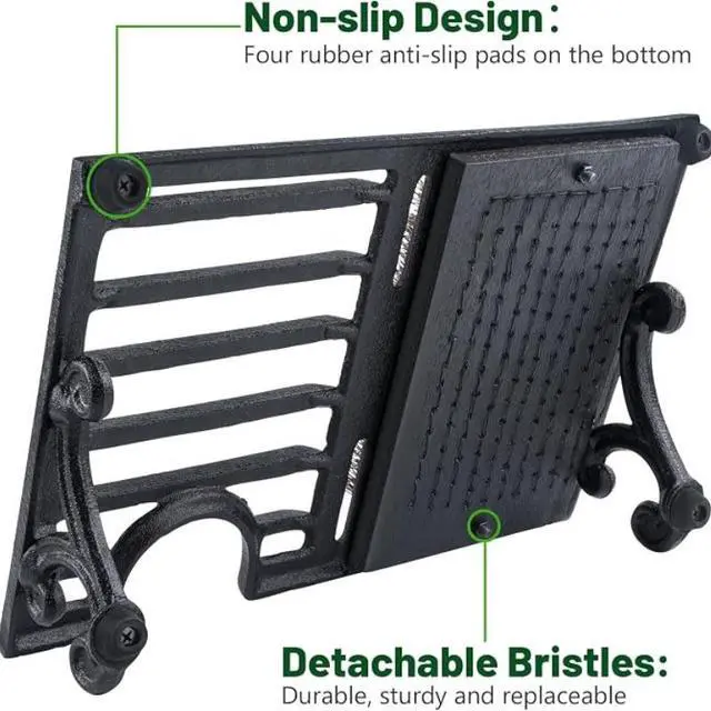 Alt view image 4 of 7 - Outdoor Boot Scraper Shoe Cleaner, CastIron HeavyDuty Boot Mud Remover with Stiff Bristle Brush for Front Door
