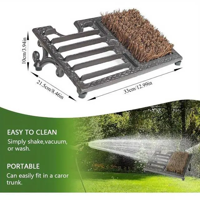 Alt view image 5 of 7 - Outdoor Boot Scraper Shoe Cleaner, CastIron HeavyDuty Boot Mud Remover with Stiff Bristle Brush for Front Door