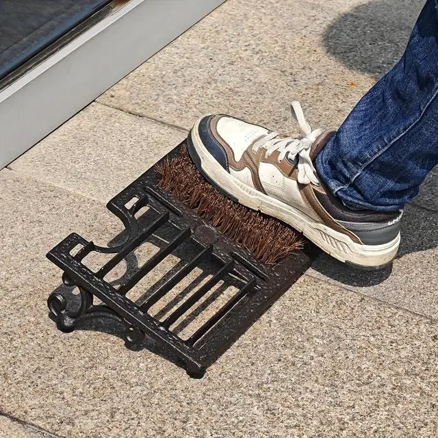 Alt view image 6 of 7 - Outdoor Boot Scraper Shoe Cleaner, CastIron HeavyDuty Boot Mud Remover with Stiff Bristle Brush for Front Door