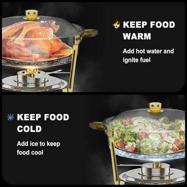 Alt view image 2 of 5 - 5 Quart Golden Stainless Steel Insulated Food Pot Set with Lid and Stand, Thermal Catering Pot for Wedding, Christmas Party & Banquet, Professional Cooking Cookware