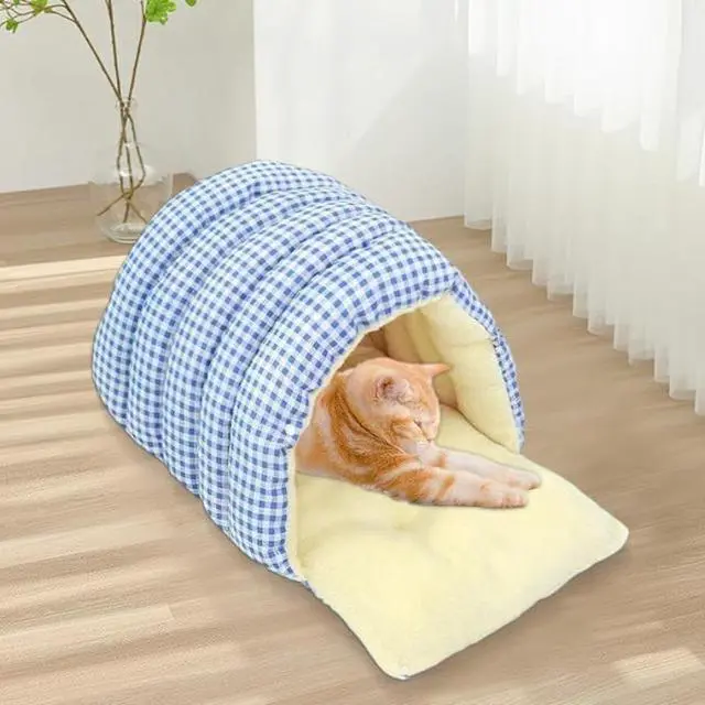 Alt view image 2 of 5 - Fully Enclosed Plush Cat Cave Bed, Winter Warm Detachable Multifunctional Cat House, Large Space for 1 Adult Cat or Two Kittens