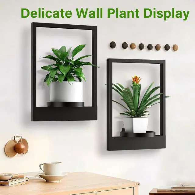 Alt view image 5 of 7 - 3Pack WallMounted PictureFrame Plant Holder, Metal Wall Planter Shelf, Decorative Wall Flower Pot Rack for Indoor Houseplants