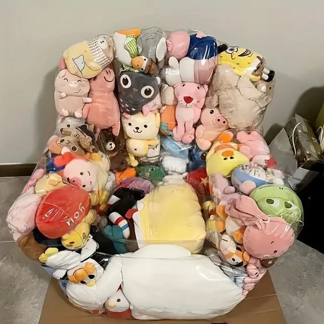 Alt view image 4 of 7 - 100×90cm Clear PVC Sofa Toy Storage Seat with Double Zipper, Durable Multi-Purpose Storage Bag for Plush Toys & Household Supplies