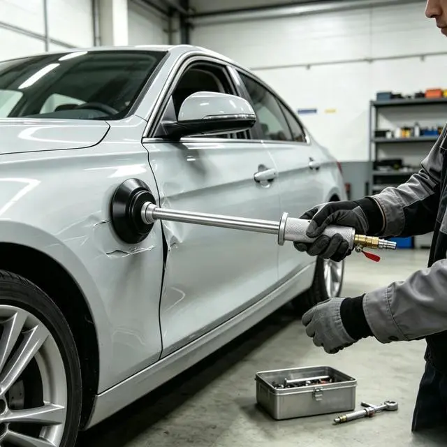 Alt view image 2 of 5 - Pneumatic Dent Puller Suction Cup with Metal Slide Hammer, Car Body Repair Tool Kit, Automotive Maintenance Accessory for Vehicle Dent Restoration