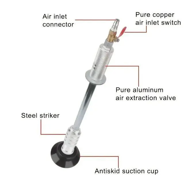 Alt view image 4 of 5 - Pneumatic Dent Puller Suction Cup with Metal Slide Hammer, Car Body Repair Tool Kit, Automotive Maintenance Accessory for Vehicle Dent Restoration