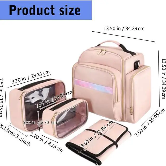 Alt view image 4 of 5 - Large Capacity Travel Makeup Bag, MultiLayer Cosmetic Organizer Case, Portable Waterproof Toiletry Bag with Multiple Compartments for Women