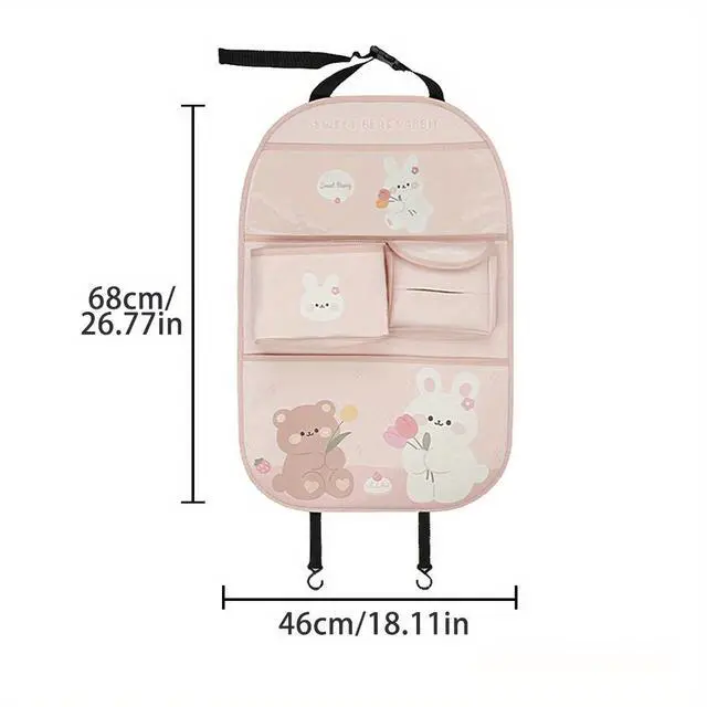 Alt view image 2 of 5 - Cartoon Pattern Car Seat Back Organizer, MultiPocket Car Back Seat Storage Bag, Universal Vehicle Backseat Hanging Storage Holder