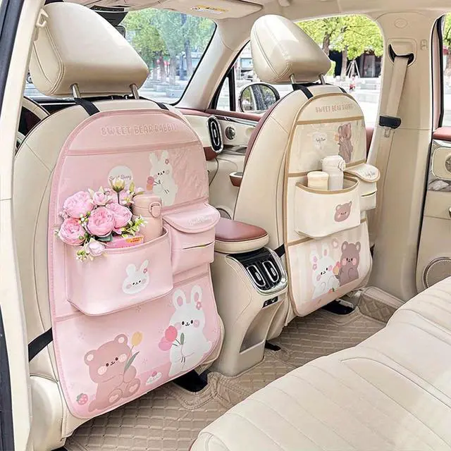 Alt view image 3 of 5 - Cartoon Pattern Car Seat Back Organizer, MultiPocket Car Back Seat Storage Bag, Universal Vehicle Backseat Hanging Storage Holder