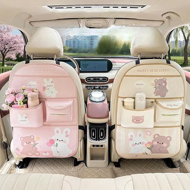 Alt view image 4 of 5 - Cartoon Pattern Car Seat Back Organizer, MultiPocket Car Back Seat Storage Bag, Universal Vehicle Backseat Hanging Storage Holder
