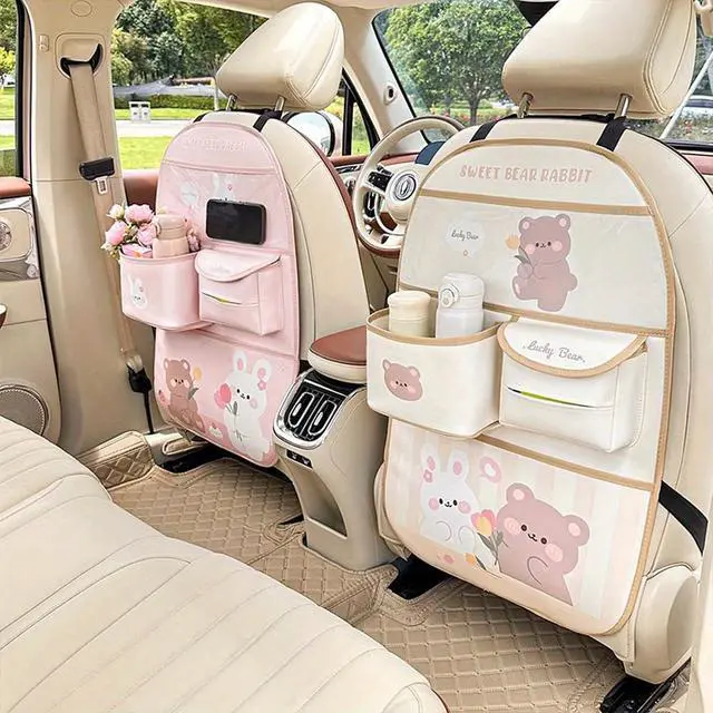 Alt view image 5 of 5 - Cartoon Pattern Car Seat Back Organizer, MultiPocket Car Back Seat Storage Bag, Universal Vehicle Backseat Hanging Storage Holder