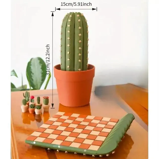 Alt view image 5 of 7 - Cactus Themed Chess Set, Creative PlantShaped Chess Pieces with Game Board, Decorative Succulent Chess Game Set for Home Desktop Display