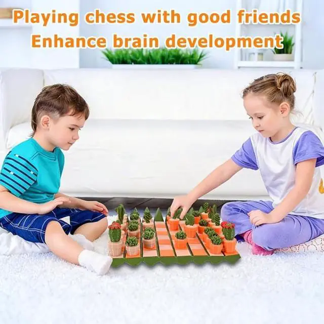 Alt view image 7 of 7 - Cactus Themed Chess Set, Creative PlantShaped Chess Pieces with Game Board, Decorative Succulent Chess Game Set for Home Desktop Display