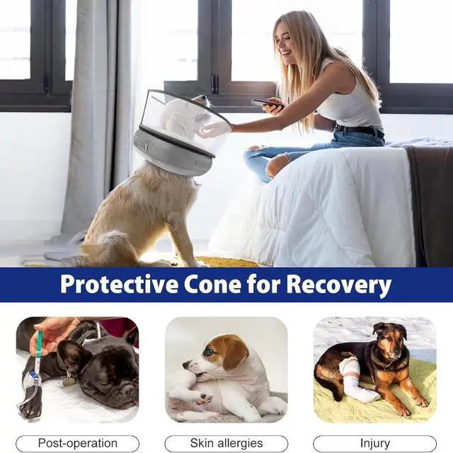 Alt view image 3 of 5 - XL Inflatable Pet Recovery Collar, Soft Protective Inflatable Cone Collar for Large Dogs, Adjustable AntiLick ECollar for PostSurgery Recovery