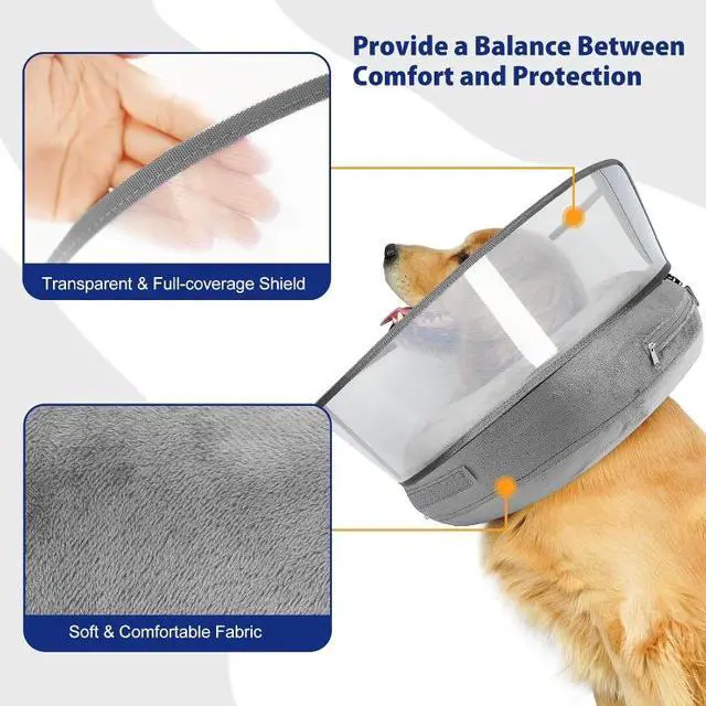 Alt view image 5 of 5 - XL Inflatable Pet Recovery Collar, Soft Protective Inflatable Cone Collar for Large Dogs, Adjustable AntiLick ECollar for PostSurgery Recovery