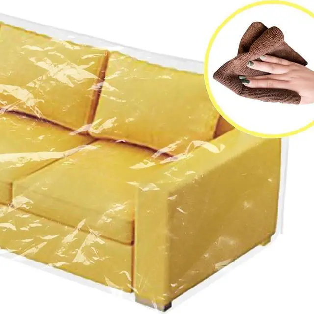 Alt view image 4 of 5 - Clear Plastic Sofa Cover, Full Transparent Couch Protector, Waterproof DustProof Sofa Slipcover for Pets, Moving and LongTerm Storage