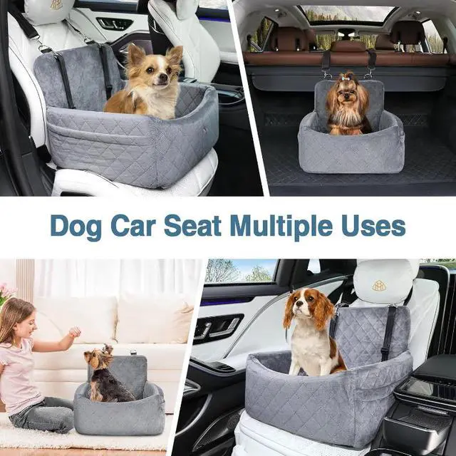 Alt view image 5 of 5 - Dog Car Seat for Small Medium Dogs, Quilted Pet Booster Car Seat, Soft AntiSlip Pet Travel Carrier with Safety Harness for Car Travel