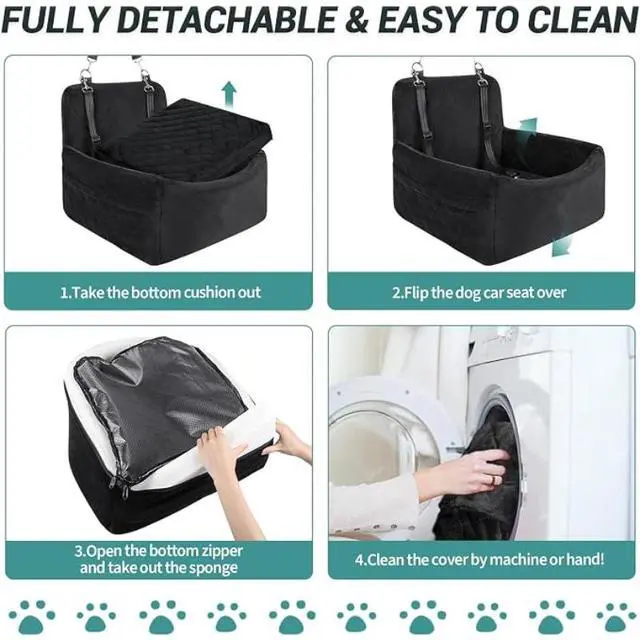 Alt view image 6 of 6 - Dog Car Seat for Small Medium Dogs, Quilted Pet Booster Car Seat, Soft AntiSlip Pet Travel Carrier with Safety Harness for Car Travel