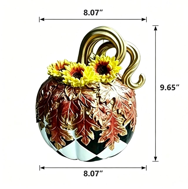 Alt view image 2 of 5 - Charming Resin Pumpkin Ornament, Black White Plaid Pumpkin Tabletop Decor, Multipurpose Indoor Outdoor Home Centerpiece for Halloween Thanksgiving Fall Decor