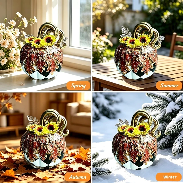 Alt view image 5 of 5 - Charming Resin Pumpkin Ornament, Black White Plaid Pumpkin Tabletop Decor, Multipurpose Indoor Outdoor Home Centerpiece for Halloween Thanksgiving Fall Decor