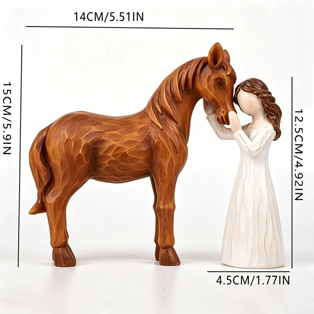 Alt view image 2 of 4 - Girl and Horse Resin Statue, Hugging Animal Art Sculpture, Modern Resin Craft Ornament, Creative Home Desktop Decoration, Ideal Festival Gift for Family and Friends
