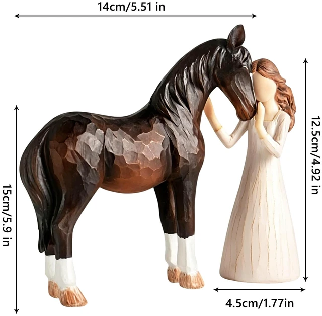 Alt view image 2 of 4 - Girl and Horse Resin Statue, Hugging Animal Art Sculpture, Modern Resin Craft Ornament, Creative Home Desktop Decoration, Ideal Festival Gift for Family and Friends